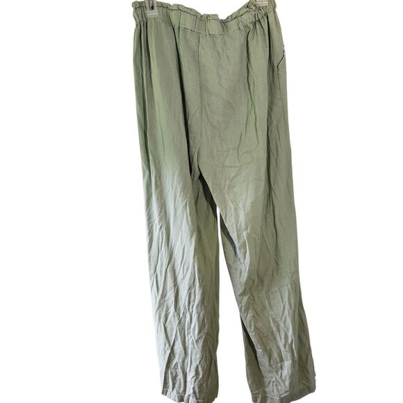 Thread Supply Linen Pants Size Large Light Green Color Elastic Waist - Picture 2 of 12